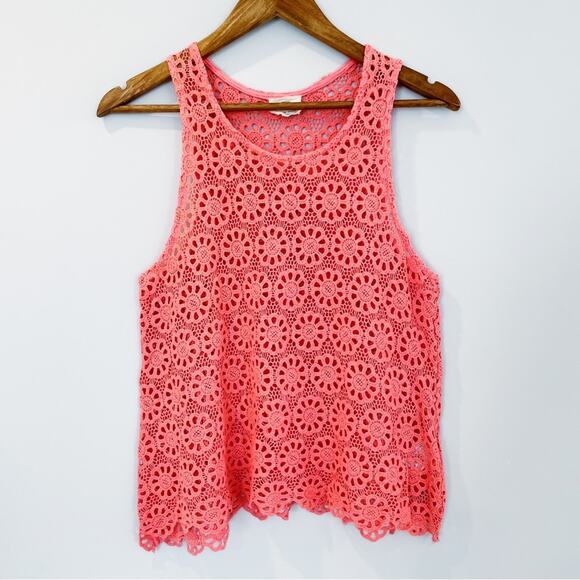Urban Outfitters Daisy Lace Swing Top Coral Medium EUC - Picture 1 of 13